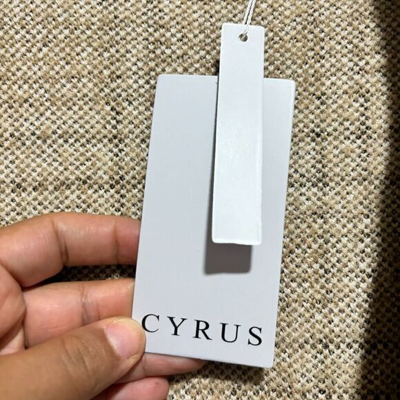 NWT Cyrus Womens Tan Beige Plaid Collared Size XL Long Sleeve Long Outwear Coat - Picture 7 of 10